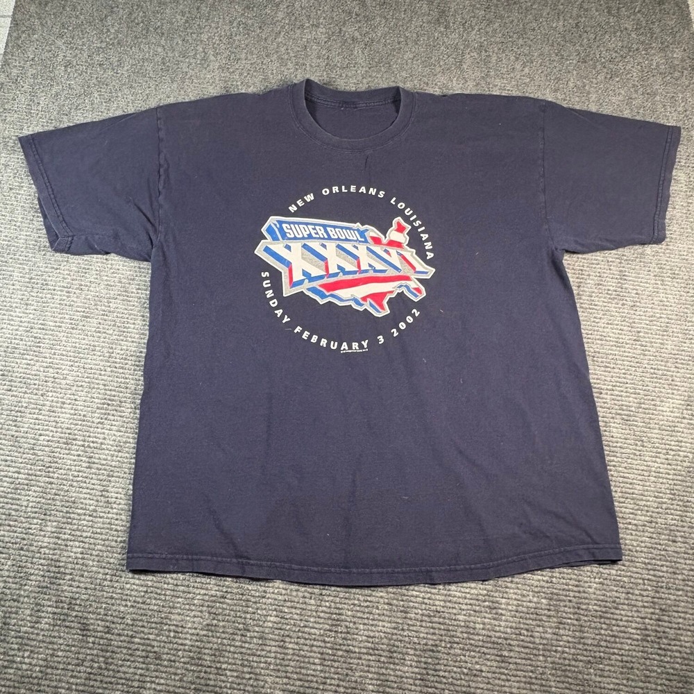 Vtg VF Imagewear Super Bowl XXXVI T-Shirt Mens XL Navy Blue Excellent 2002 NFL